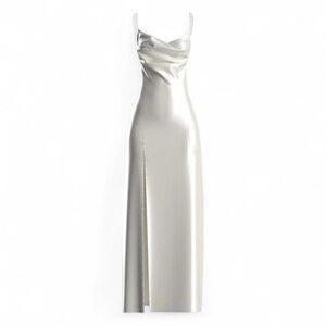 Finesse Cream Satin Maxi Dress